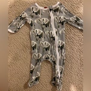 Grey Elephant Organic Cotton Zipper Footed Romper - 0-3 months